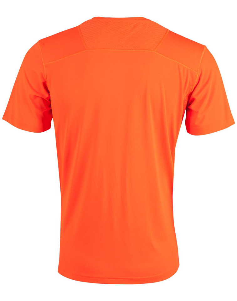 Sports Stretch Fluoro T-shirt in fluoro orange, back view