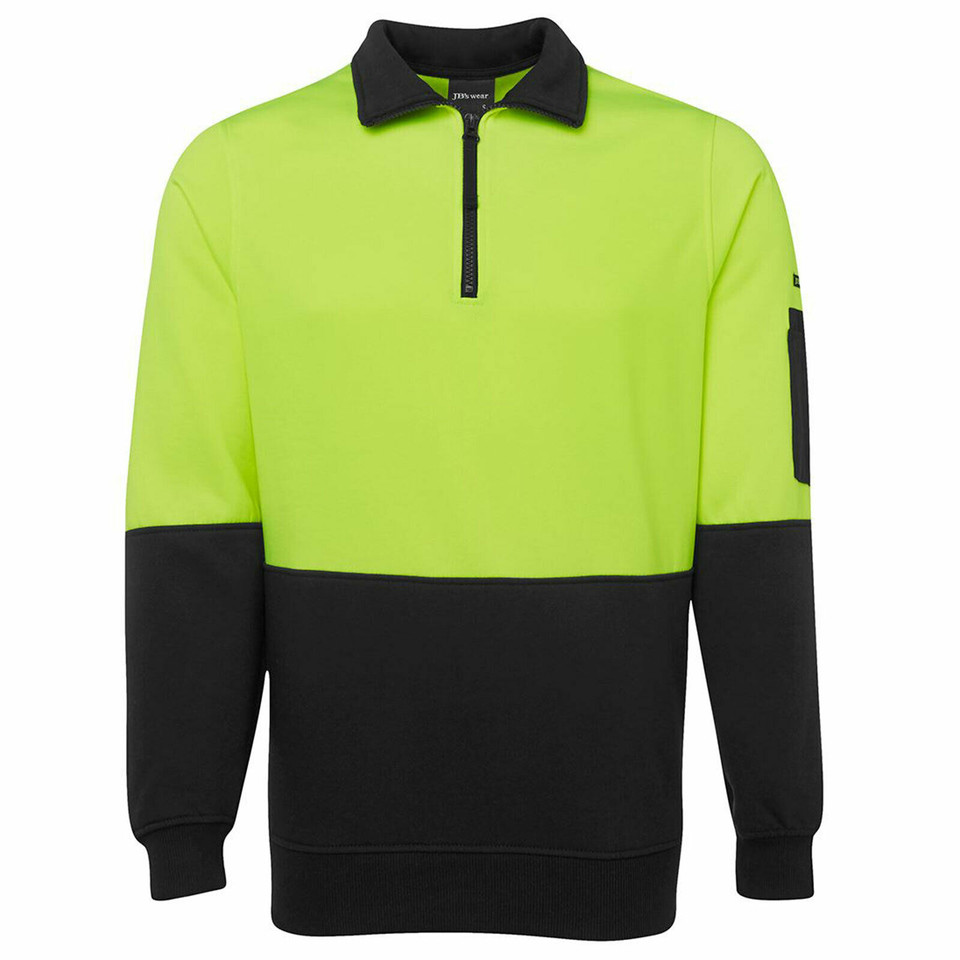 Adults Hi Vis 1/2 Zip Fleecy Polo Sweater Safety Work Wear - 6HVFH