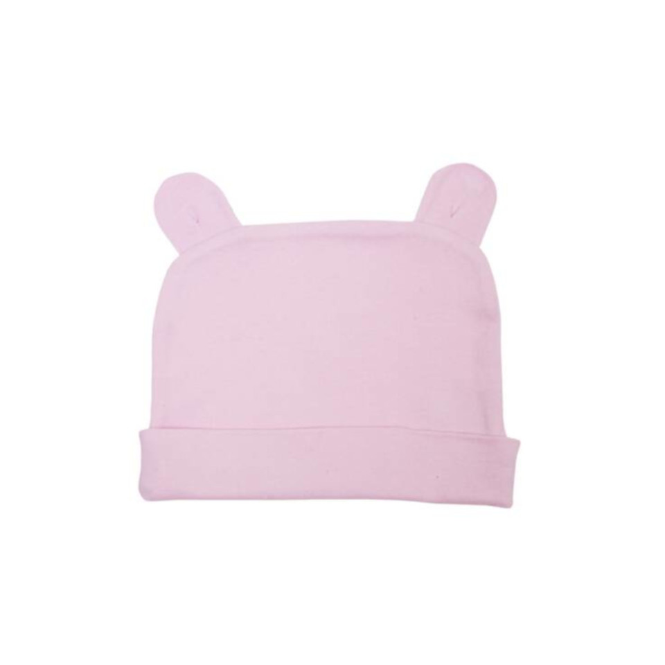 Plain Baby Newborn Organic Cotton Rabbit Ears Cap - B131CA | Pink