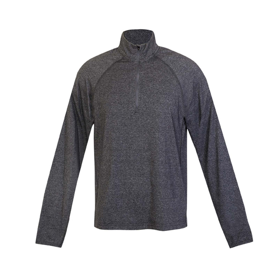 Mens Greatness Half Zip Mock Neck Long Sleeves - F389HZ | Dark Heather