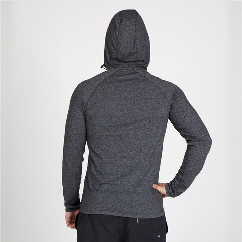Mens Heather Half Hood Long Sleeves T-Shirt - F393HZ