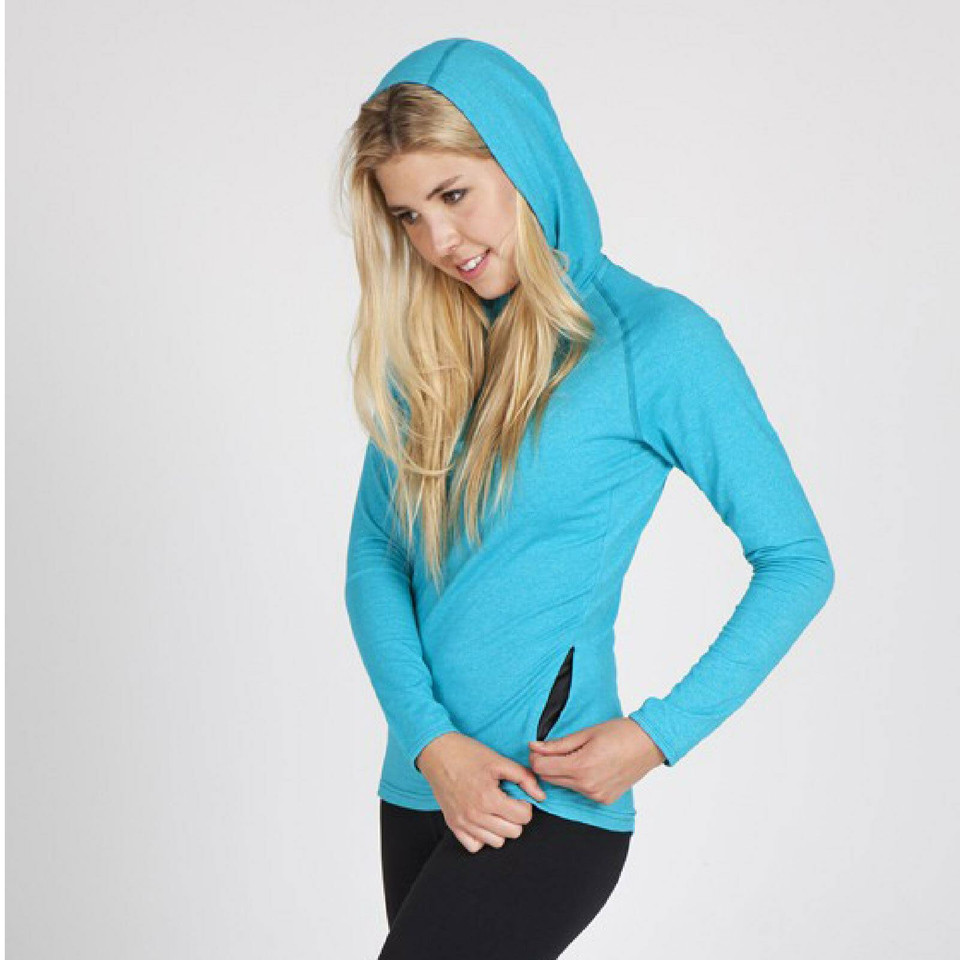 Ladies Plain Heather Half Hood Long Sleeve T-Shirt - F393LD 