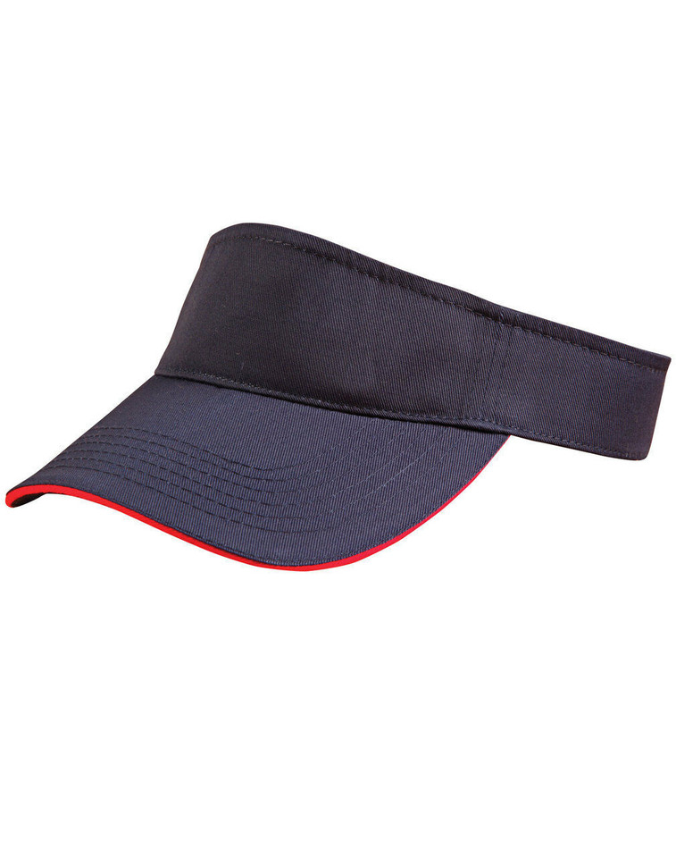 Adults Contrast Sandwich Polo Twill Visor Hat - CH49
