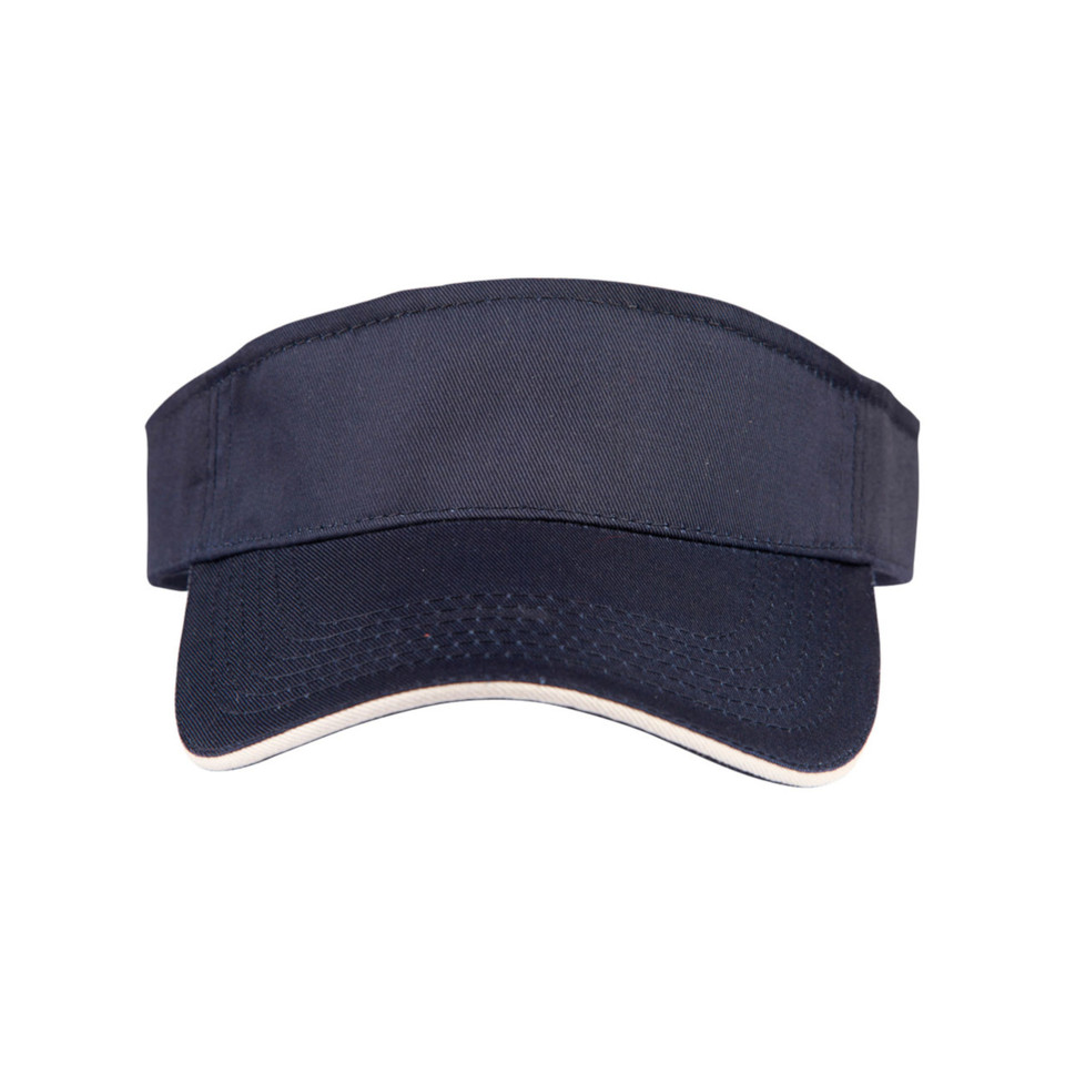 Adults Contrast Sandwich Polo Twill Visor Hat - CH49 | Navy.Stone