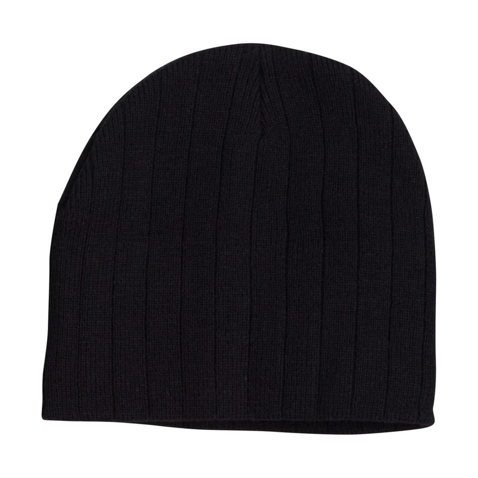 Adults Plain Cable Knit Beanie - CH64 | Black