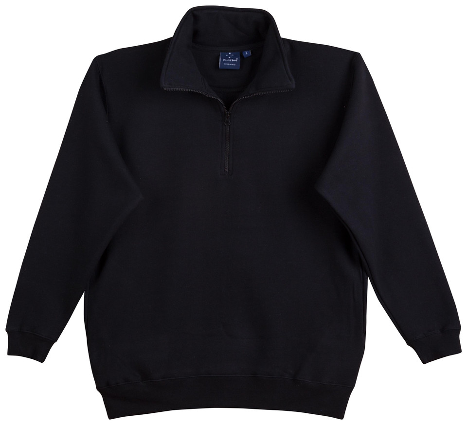 Mens Half Zip Fleece Sweat Top - FL02 | Black