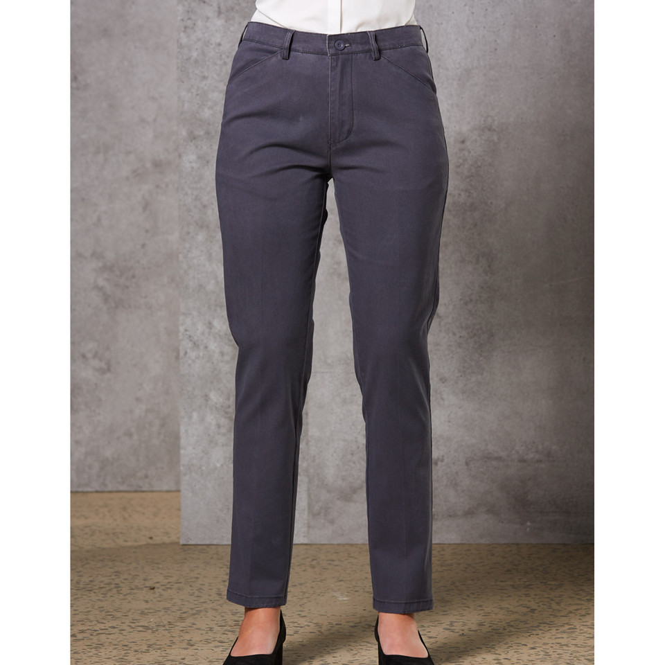 Ladies Slim Fit Boston Stretched Chino Trousers - M9390 | Grey