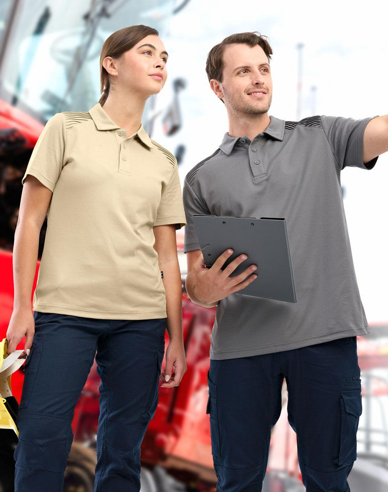 Polo with Stitch Style Shoulder Paneling in navy, product photo