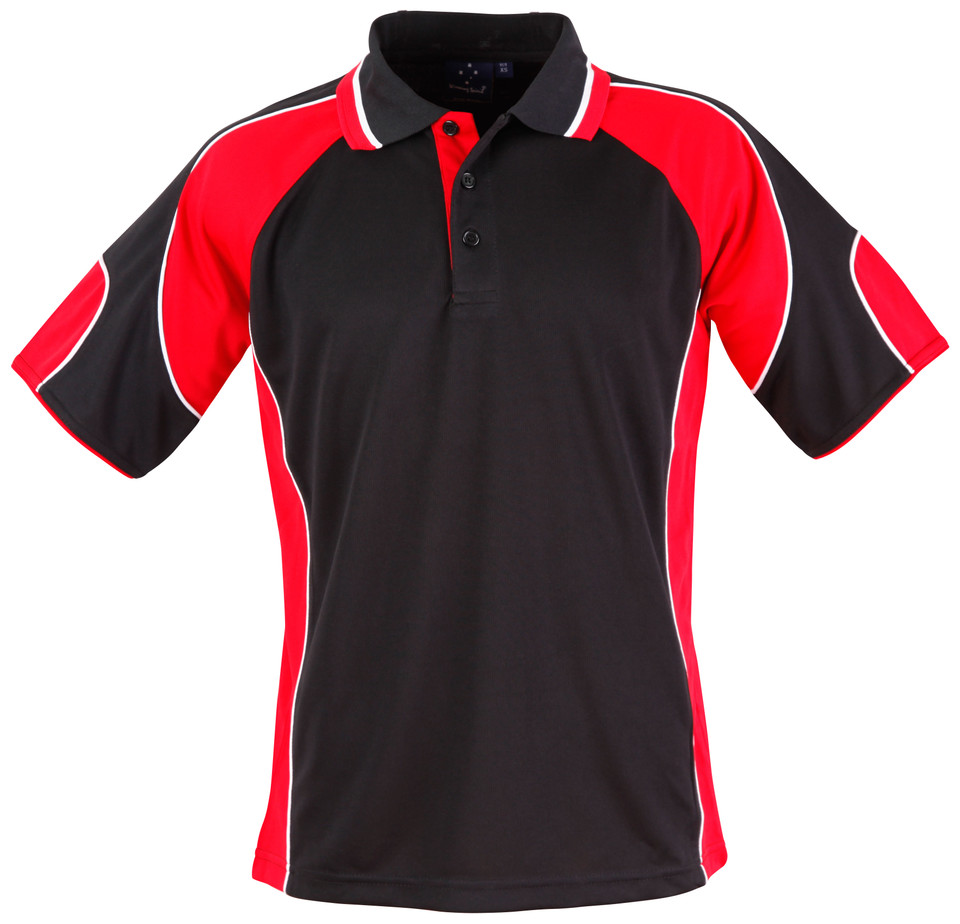 Mens CoolDry Contrast Short Sleeve Polo - PS61 | Black.Red