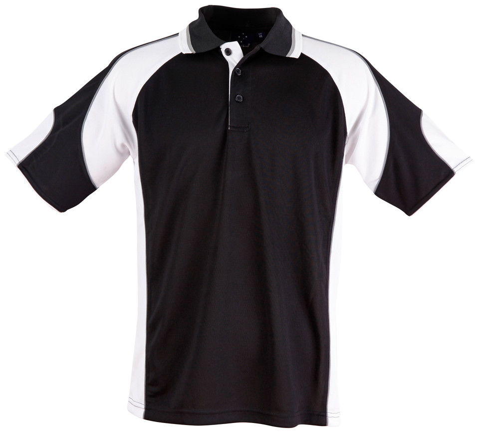 Mens CoolDry Contrast Short Sleeve Polo - PS61 | Black.White