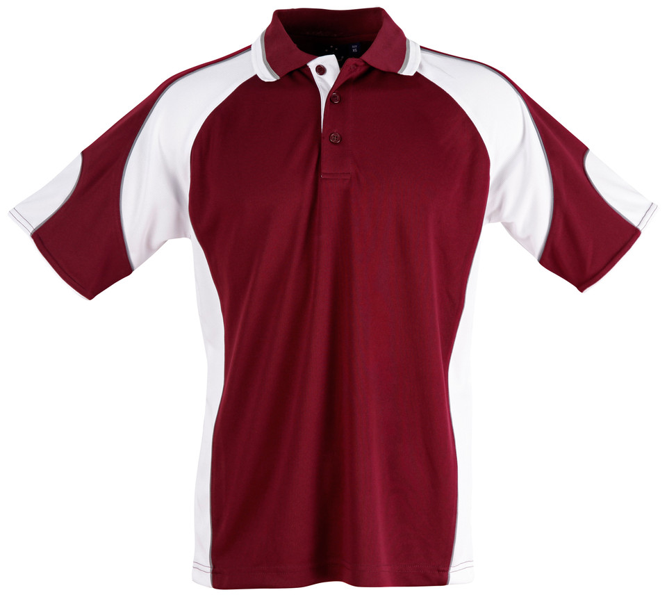 Mens CoolDry Contrast Short Sleeve Polo - PS61 | Maroon.White