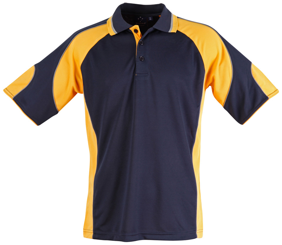 Mens CoolDry Contrast Short Sleeve Polo - PS61 | Navy.Gold