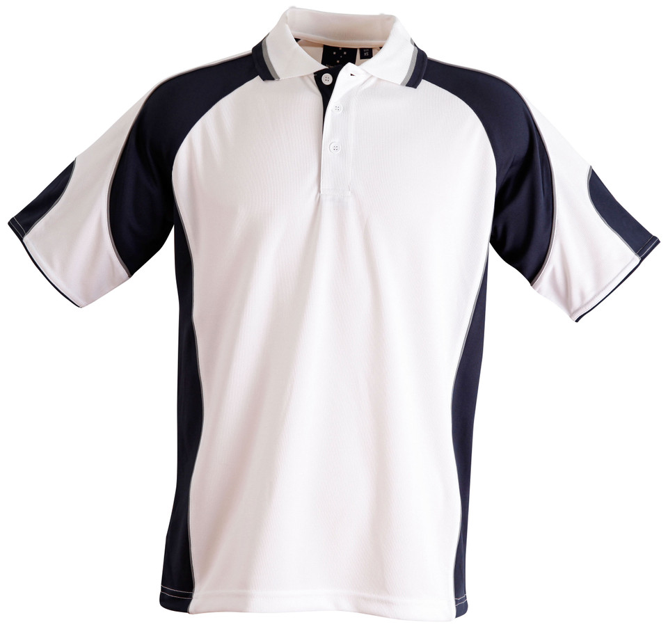 Mens CoolDry Contrast Short Sleeve Polo - PS61 | White.Navy