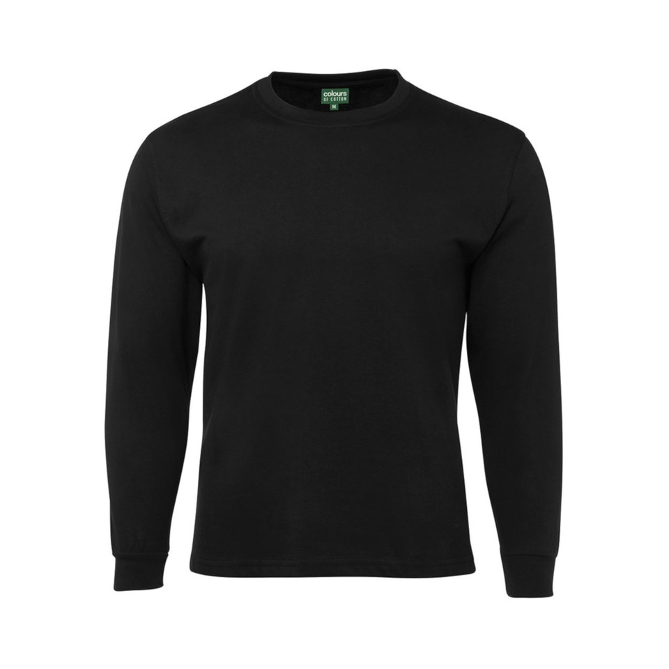 Adult & Children Plain Long Sleeve Cotton T-Shirt - 1LS | Black