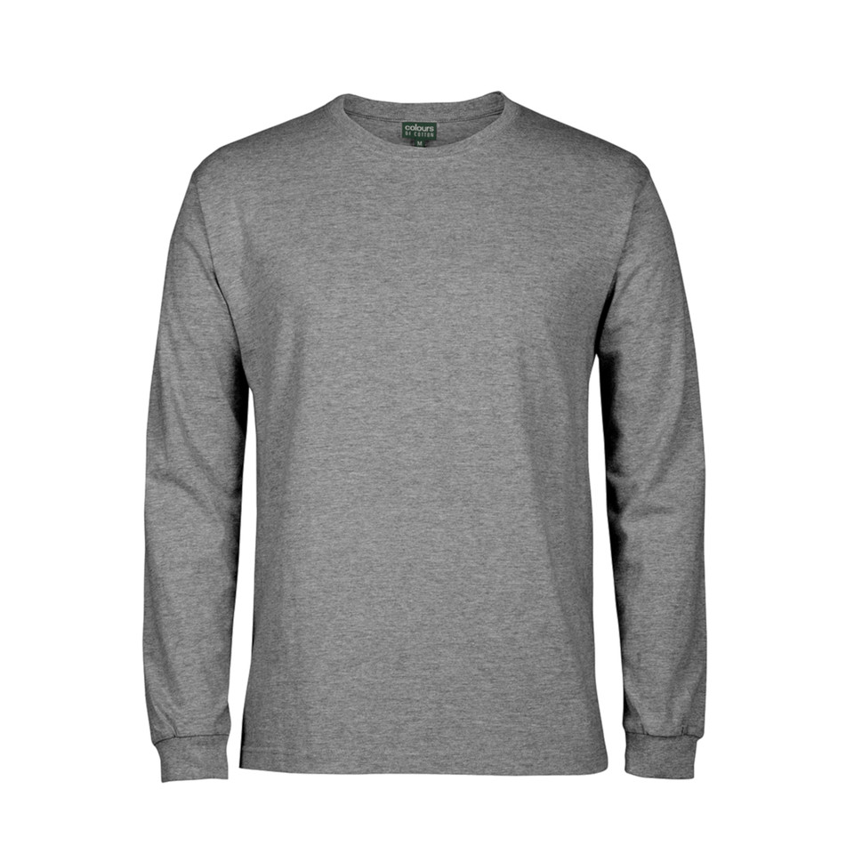 Adult & Children Plain Long Sleeve Cotton T-Shirt - 1LS | Grey Marle