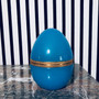 French Antique Opaline Egg Box, Turquoise