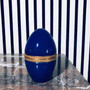 Small French Antique Opaline Egg Box, Navy