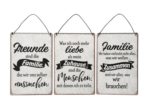 68524326 Schild – Familie + Freunde – Crème, Eisen, 10 x 15 cm + 6 cm Hänger