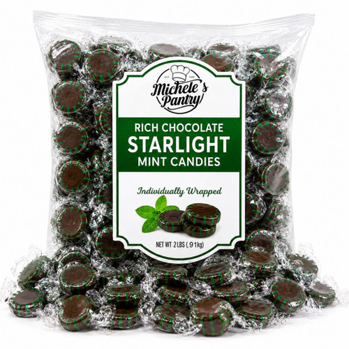 Michele's Pantry Chocolate Starlight Mints 2 lb Bulk Bag Individually Wrapped Chocolate Mint Candy