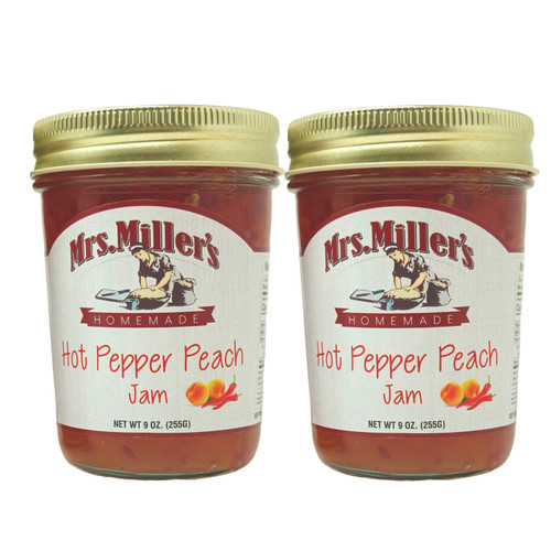 Mrs. Millers Hot Pepper Peach Jam 2/9oz. Jars