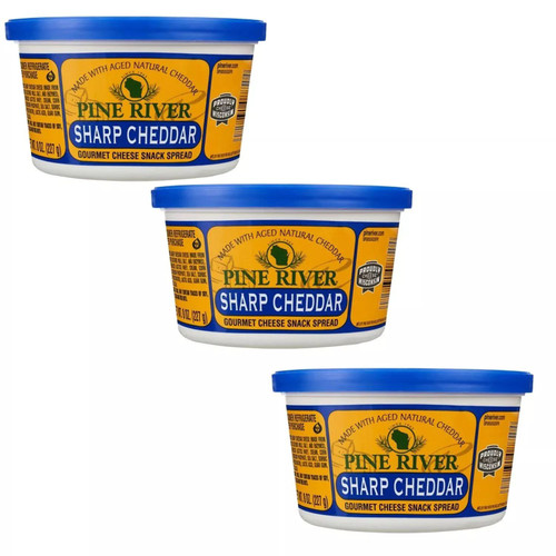 Pine River Sharp Cheddar Gourmet Cheese Spread Three 8 oz. Tubs 