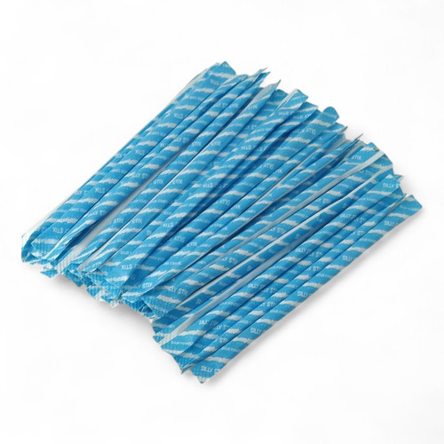(stack on white background):
46 Blue Raspberry Pixy Silly Stix – sweet & tangy candy straws in a convenient pack.