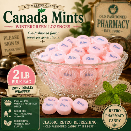 The Original Canada Mints – Wintergreen Candy Lozenges, 2 lb Bag (≈300 Pieces)