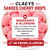 Ingredients and allergen information for Claey's Sanded Cherry Drops. Made with sugar, corn syrup, citric acid, natural and artificial flavors, and color additives. No known major allergens. Freshly packed by Michele's Pantry.