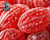 Extreme close-up of Claey's Cherry Drops highlighting the sparkling sugar crystals, vibrant cherry color, and smooth hard candy texture. Classic sanded candy with rich cherry flavor and old-fashioned appeal.
