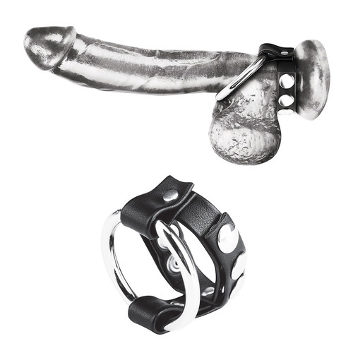 Blueline Metal Cock Ring with Adjustable Snap Ball Strap (BLM3064)