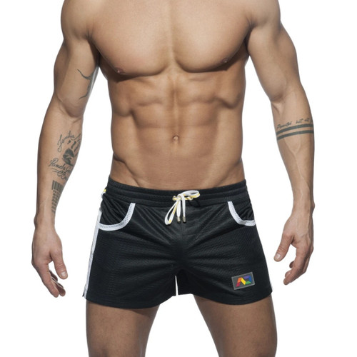 Addicted Mesh Rainbow Shorts Black (ADS178-10)