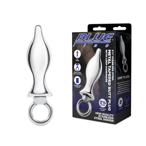 lueline Stainless Steel 2.5" Tapered Butt Plug With Loop (BLM9002)