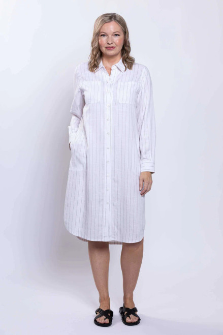 Anka Duster, White Stripe, Linen Bamboo
