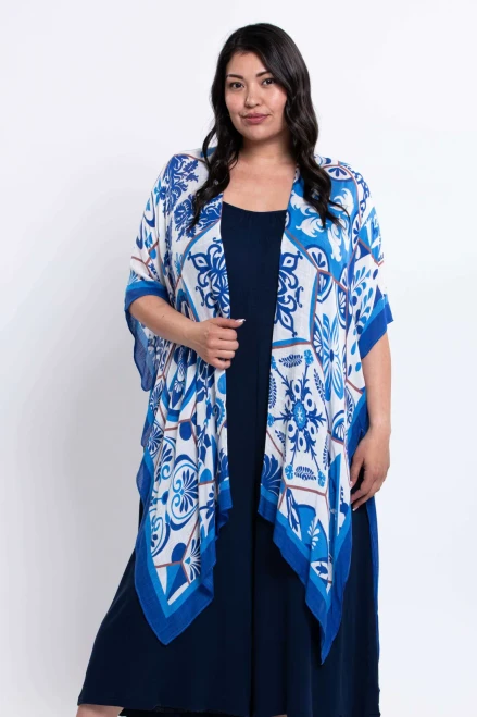 Blue Harmony Cap Sleeve Kimono O/S
