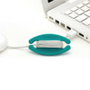 Bobino cord wrap cable organiser medium size, colour Emerald, with laptop
