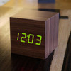 GINKGO cube click clock walnut / green LED | The Design Gift Shop