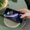 LEXON Oslo Energy Light Grey/Green Charging Station & Bluetooth Speaker | the design gift shop