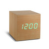 GINKGO cube click clock beech / green LED | the design gift shop