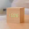 GINKGO cube click clock beech / green LED | the design gift shop