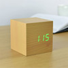 GINKGO cube click clock beech / green LED | the design gift shop