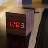 GINKGO cube click clock walnut / red LED | the design gift shop
