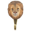 Front view of a hand-carved wooden Lion wall hook, featuring a magnificent dark brown mane and a detailed, hand-painted face.