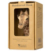 Wildlife Garden Giraffe hand-carved wall hook presented in its sustainable brown cardboard gift box with a breed information booklet.