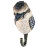 Three-quarter view of a hand-carved timber Kookaburra, highlighting the lifelike brown and white markings of the iconic Australian bird.