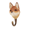 Three-quarter view of a hand-painted Red Fox wooden hook, highlighting the vibrant orange fur and artisanal wood-carved texture.