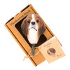 Hand-carved Beagle wall hook presented in its sustainable Wildlife Garden gift box with a breed information booklet.