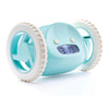 CLOCKY Aqua Blue Alarm Clock On Wheels, side view