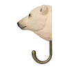 Side profile of a timber Polar Bear decorative hook, showcasing the thick neck carving and the sturdy bronze-finish metal hook.