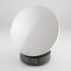 Front view of the Lexon Miami Sunrise Alarm Clock LR146DWN in black marble, displaying the time "8:20" on its base.