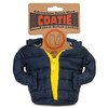 Navy Blue Drink Holder Puffer Jacket by COATIE (front) | the design gift shop